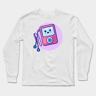 Cute Ipod With Earphone Cartoon Vector Icon Illustration (2) Long Sleeve T-Shirt